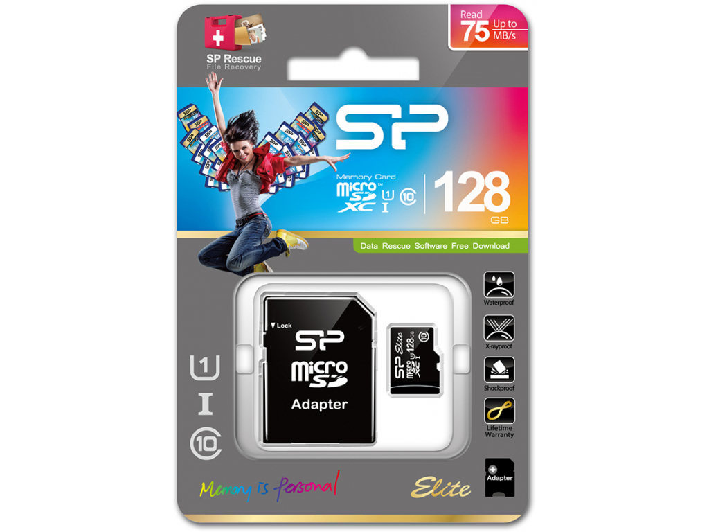 Silicon Power Micro SDHC incl. SD Adapter 128GB UHS-1 Class 10