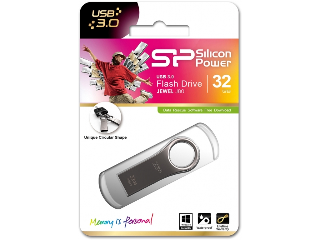 Silicon Power J80 Jewel USB Pendrive 32GB USB 3.0 Titanium