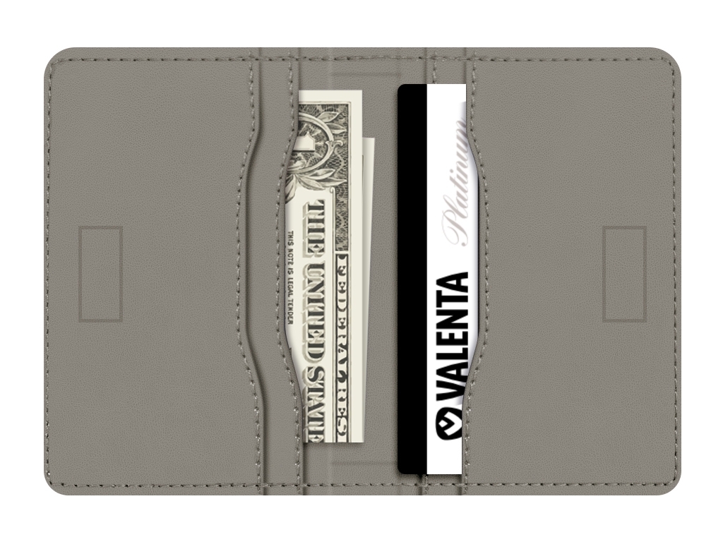 Valenta Leather Card Wallet Snap Grey