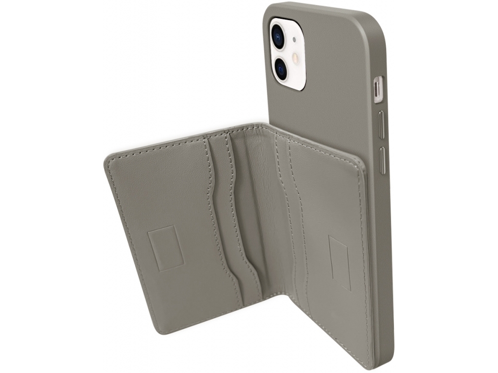 Valenta Leather Card Wallet Snap Grey