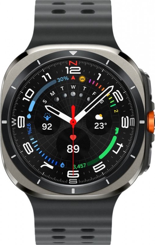 Samsung Galaxy Watch Ultra Titanium Zilver (Grijze Rubberen Band)