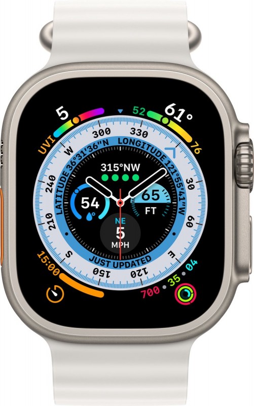 Apple Watch Ultra - 4G-LTE - 49mm - Titanium kast - Rubberen band - Wit Ocean