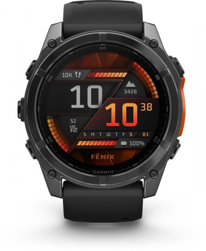 Garmin Fenix 8 51mm Grijs (Zwarte Siliconenband)