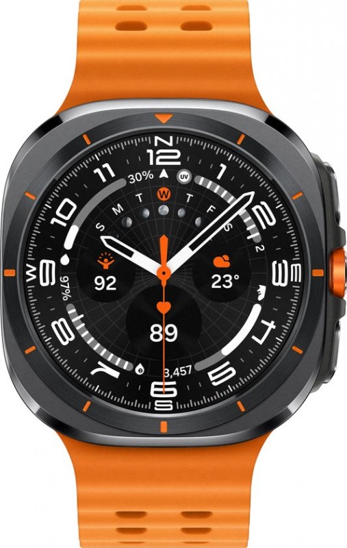 Samsung Galaxy Watch Ultra Titanium Grijs (Oranje Rubberen Band)