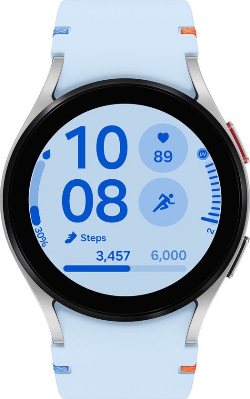 Samsung Galaxy Watch FE Zilver (Blauwe Siliconenband)